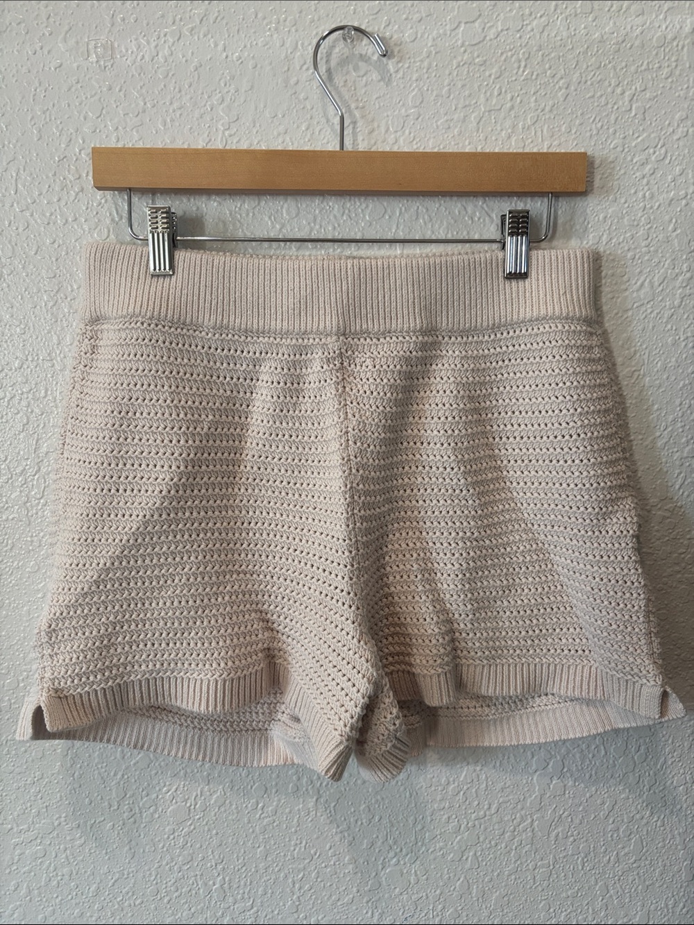 LOFT Cream Crochet High-Waist Knit Shorts